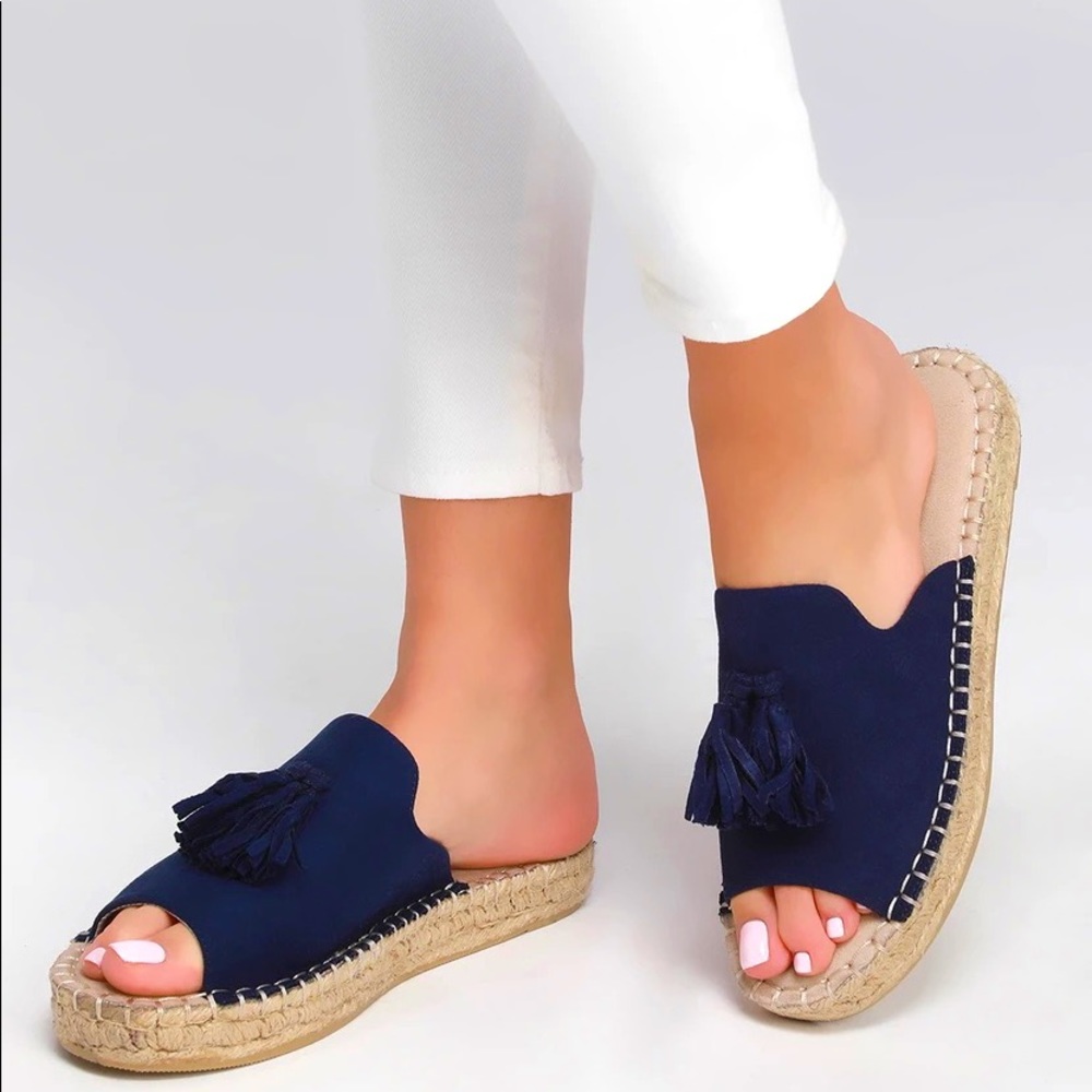 Brandi lynn navy suede espadrille slides